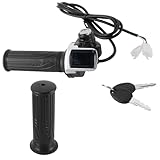 Electric Bike Throttle, 48V Half-Twist Throttle Grip Lock Key Set LED Display Ebike Throttle for Ebike Motorcycle Scooter