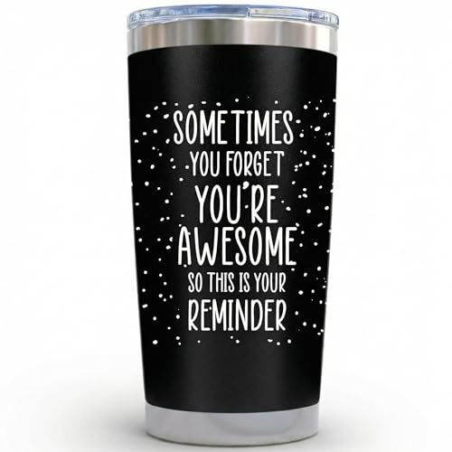 Dad Gifts for Fathers Day Cup - Sometimes You Forget Your Awesome Gifts Black 20oz Motivational Coffee Tumbler Birthday Gift for Dad, Husband, Boyfriend Inspirational Mugs for Men Who Want Nothing
