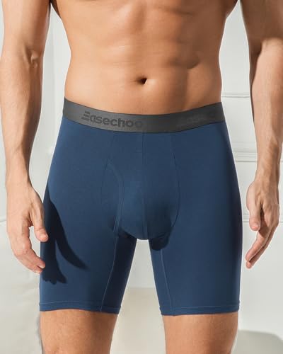 5 Pack Men's Underwear,Rayon Made from Bamboo Cool Boxer Briefs,Ultra Soft,Breathable,No Riding Up Long Leg2