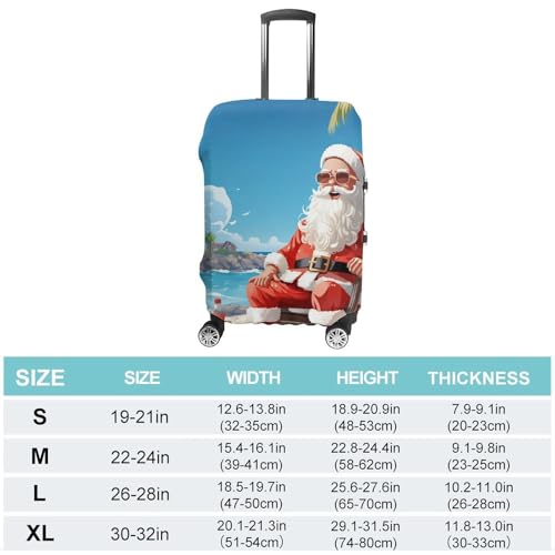 Santa Claus At Beach Luggage Cover, Washable Elastic Suitcase Cover Protector Fit 18-32 Inch Luggage2