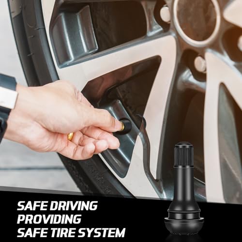 Image of Tallew 20 Pieces TR413 Tire Valve Stems, Rubber Snap-in Tubeless, Black | for 0.454 Inch Rim Holes Car Tubeless Tires, Standard Length Replacement, Bulk for Auto Repair Shops, Black Snap in Design
