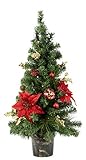 Künstlicher Weihnachtsbaum Tannenbaum Christbaum Dekobaum beleuchtet und dekoriert mit Christstern Beeren und Christbaumkugeln