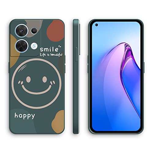 Cover per Oppo Reno8 5G Reno 8 5G Custodia Morbido Antiurto Ultrasottile con Motivo Carino Design a Bordo Dritto - Smile silicone verde