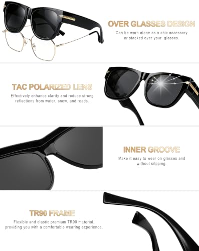 Image of KANASTAL Over Glasses Sunglasses Square Fit Over Polarized Sunglasses UV400