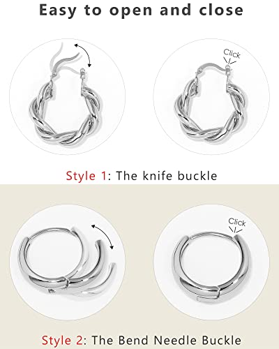 Adoyi Gold Hoop Earrings Set for Women 14K Gold Plated Chunky Twisted Gold Hoops Hypoallergenic Cubic Zirconia Small Huggie Hoop Earrings Pack for Girls Gift Lightweight