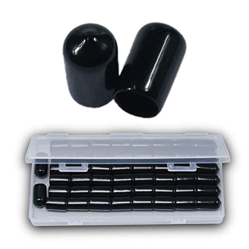 Image of Acocony 3 /8 Inch Rubber Cap (9.55 mm) Round Black Pack of 50 | PVC Rubber End Caps Dustproof, Protective & Aesthetic Flexible Covers for Tubing, Pipes, Poles, Bolts & More