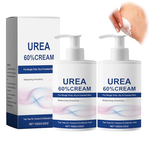 Crema de urea 60% – Crema reparadora para talones agrietados para pies y manos – Bálsamo para pies agrietados y piel seca – Bálsamo de urea 60% para pies – Fuerza máxima (2 unidades)