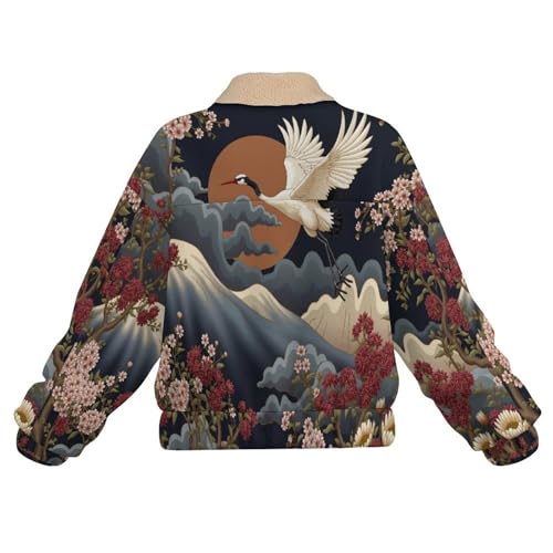 Veste polaire grise pour femme imprimé japonais - Chaleur thermique maximale et isolation hiver - 5