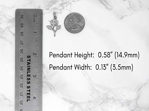 Sterling Silver Rose Stem Charm Pendant3