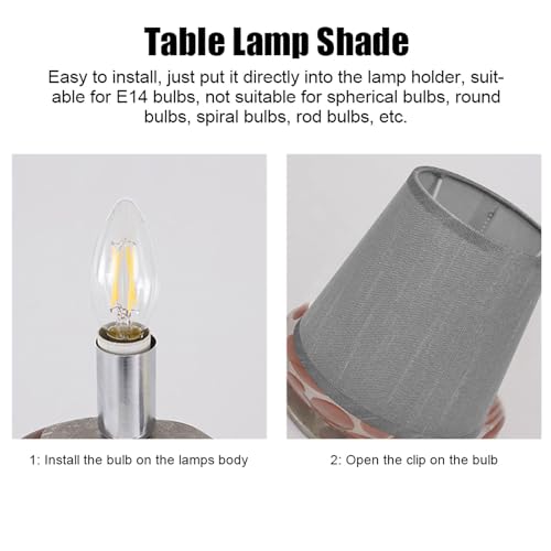 Gsycle 2PCS Lampshade for Table Lamps Clip LampShades Modern Lampshade Fabric Lampshade Replacement Chandelier Ceiling Light Clip on Pendant Lamp Shades for Indoor(Gray) - Image 3