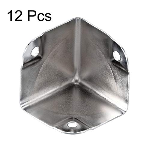 Image of uxcell Metal Box Corner Protectors Box Edge Guard Protector 35x35x35mm Silver Tone 12pcs for Table Corners and Desk Corners