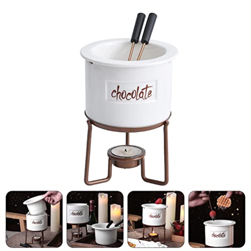 Pote de derretimento de chocolate fondue: 1 conjunto de panela de manteiga de queijo de cerâmica par