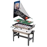  Table de Jeux Multifonction 4-en-1 pour Enfant, Baby-Foot, Hockey, Ping-Pong, Basket  105x95x80 cm