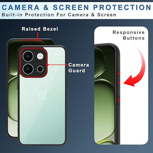 Image of CEDO Backcover for OnePlus Nord 6 (5G) | Camera Protection Bump Shockproof Edge | Ultra Hybrid Transparent Acrylic Clear TPU+PC Hard Backcase Cover (Black)