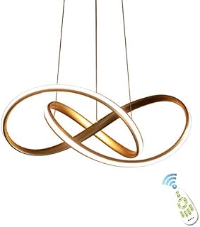 AHOUDES 40W Dimmable Pendant Lights Gold Modern Acrylic Chandeliers Lighting LED Ceiling Light Fixture for Dining Room Living Room with Remote Control 50CM