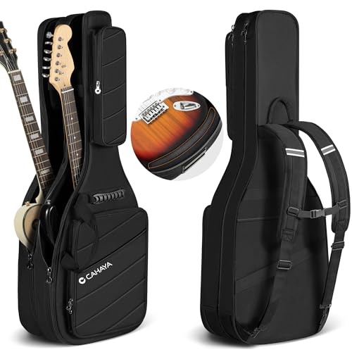 CAHAYA エレキギターケース 2本入れ 18mmスポンジ 大容量 ソフト ケース 肩掛け 手提げ 持ち運びに便利 CY00378-1のサムネイル