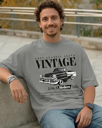 Image of AUSK Men's Half Sleeve Regular Tshirt, Graphic Print Round Neck Tshirt