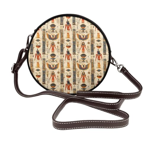 TZTTZT Umhängetasche für Damen, Retro-Stil, ägyptisches Muster, kleine Reise-Ledergeldbörsen, Schulterhandtaschen für Damen
