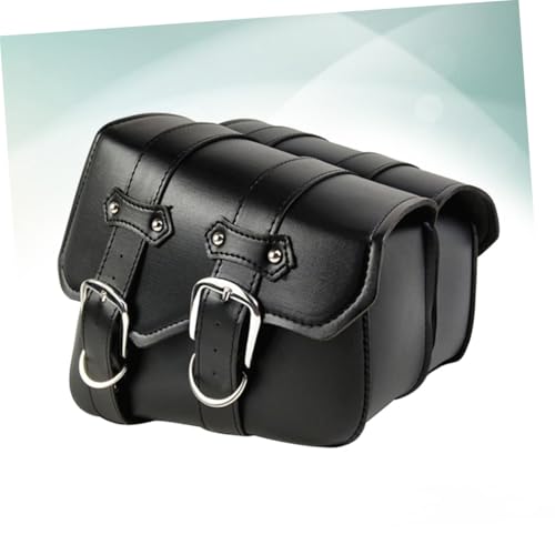Bolsa colgante para motocicleta de cuero PU, bolso de triángulo lateral negro para almacenamiento en motocicletas y bicicletas miniatura 6