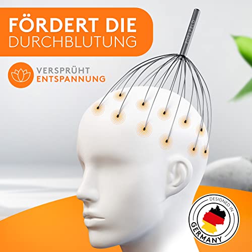 Die entspannende Kopfmassage Spinne mit 28 Fingern von Edelfeld [VERBESSERTE VERSION 2025] -Kopfmassagegerät mit Auslegern auf 2 Ebenen - Kopfkrauler mit Wohlfühl-Noppen - Massagespinne als Geschenk 3