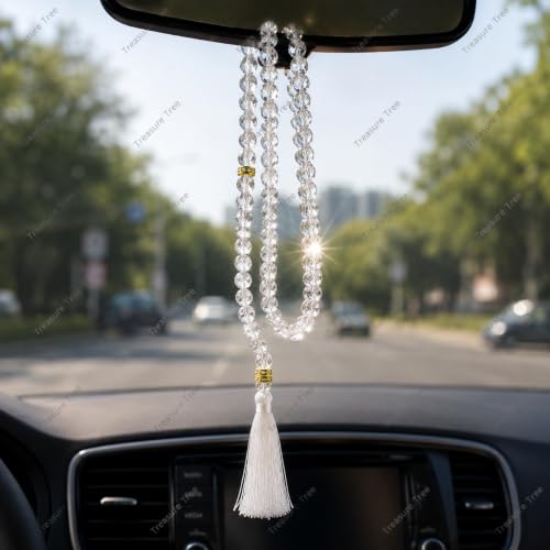 Image of Islamic Salat Prayer Tasbih - 100 Crystal White Beads - Tasbeeh for Dhikr, Zikr, and Meditation (Crystal White)