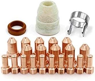 1.3mm Nozzle 0.051 Inch Tip for PT-80 Plasma Cutting Torch Electrode 52558 Swirl Ring 60027 Shield Cap 60510 Standoff Pack-23