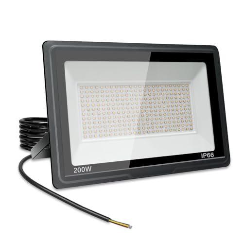 Jefedana Focos LED Exterior 200W Proyector LED Exterior 20000LM IP66 Impermeable Foco Proyector LED 6500K Blanco Frío Floodlight para Casa, Garaje, Patio, Terraza, Campo