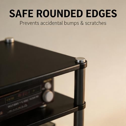 Support multimédia anti-vibration en acier noir de 37cm pour aérer vos amplificateurs Hi-Fi - 8