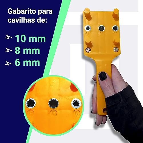 Kit Gabarito Para Cavilhas 6,8, 10mm Com Brocas de Perfuração Autocentralizante Guia de Furos Perfur