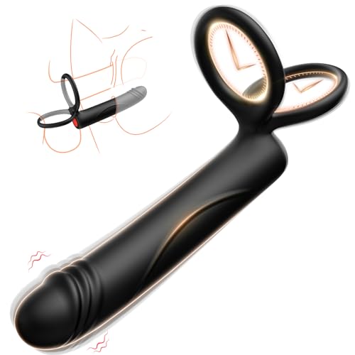 Aoonice Anal Dildo Vibrator Adult Sex Toys with Cock Ring, 10 Vibrating Double Penetration Butt Plug, Male Prostate Massager, Sex Toyscouples for Couples Women Extended Wand Bullet Vibrater