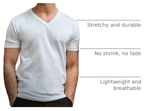 Image of Men's V-Neck T-Shirt Fitted Short Sleeve Soft Cotton Vneck Tees S-2XL