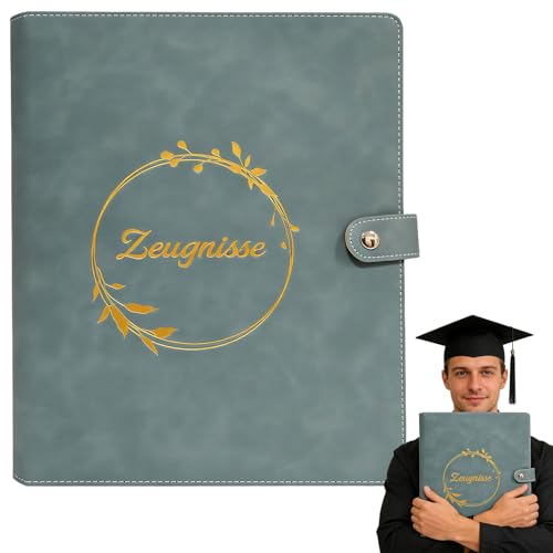 Zeugnismappe Jungen Personalisiert A4 PU Leder Schulmappe Mit 40 Hüllen