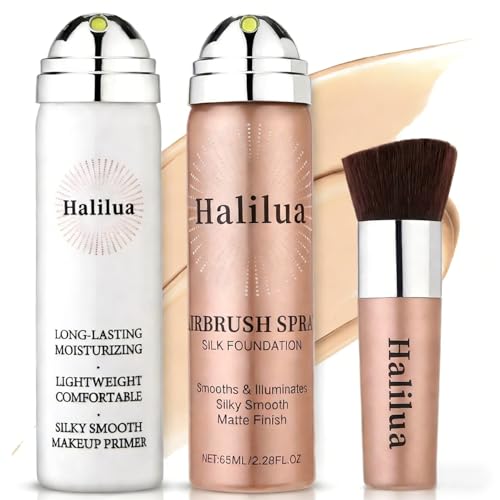 Airbrush Foundation Spray with Primer, Buildable Full Coverage Waterproof Foundation