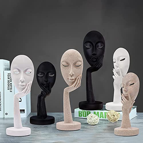Aboxoo Modern And Simple Woman Face Statues Thinker Lady Sculpture Figure Figurine Resin Carving For Home Office Bedroom Decor thumb #6