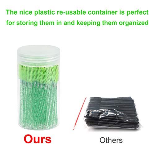 Image of CHEFBEE 100PCS Disposable Eyelash Spoolies Brush with Container, Green