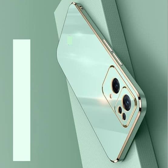 Image of Apurb Store for Oppo Reno 7 Pro 5G Plating Square Gold Frame Phone Case Luxury Soft Silicone Back Cover (for Oppo Reno 7 Pro 5G, Mint Green)