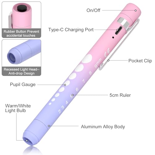 Image of 2Packs Rechargeable Pen Light for Nurses and Doctors Reusable LED Penlight