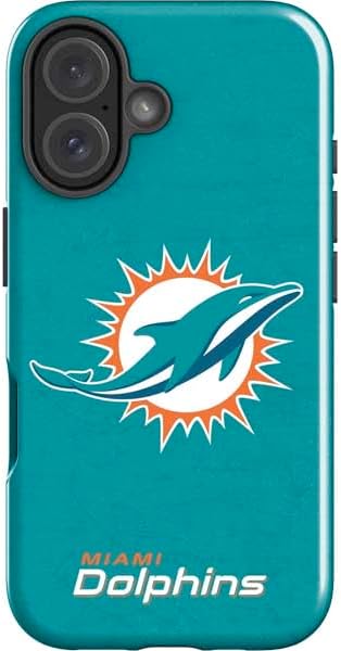 Skinit Impact Phone Case Compatible with iPhone 16 - Officially Licensed NFL Miami Dolphins Retro Logo Design