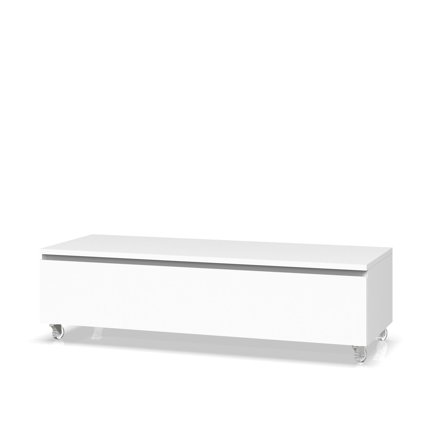AQA DESIGN accessori casa cassettiera, nr1 cassetto con scorrimento e chiusura soft close, maniglia a gola, nr4 ruote piroettanti, Made in Italy - Bianco - 120x45x32 cm
