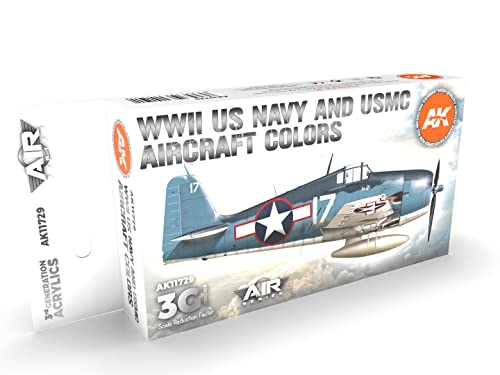 AK Interactive Acrylics 3Gen Aircraft Set AK11729 WWII US Navy & USMC Aircraft Colors Set 3G (6x17ml), Blue