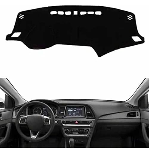 AHDHAJAQ Alfombrilla Protectora Salpicadero De Coche, para Hyundai Sonata 9 2015-2019 Salpicadero Cubierta Protectora Antideslizante, Interiores para Consola Central,A/LHD(Black)