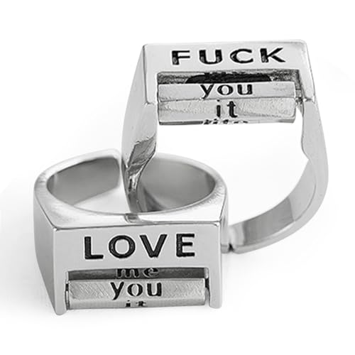 AGLOO Creative Fuck & Love Ring– Mood Ring for Men Women | Funny Rotatable Fidget Jewelry Gift3