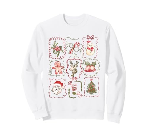 Lindo Collage de Navidad Retro árbol de Papá Noel Reno Pan de Jengibre Sudadera