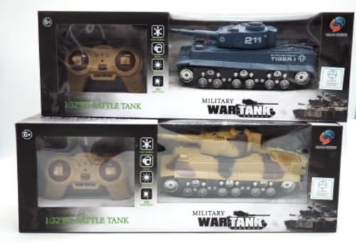 Generico Tanque militar teledirigido RC, escala 1:32, Tiger I y Abrams, juego de 2 tanques de juguete, a partir de 6 años