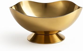 Gold Stainless Steel Ice Bucket Beverage Tub & Punch Bowl with Base Oval Drink Chiller for Wine, Beer, Champagne & Salad – Elegant Party Cooler for Home, Bar, Wedding & Events