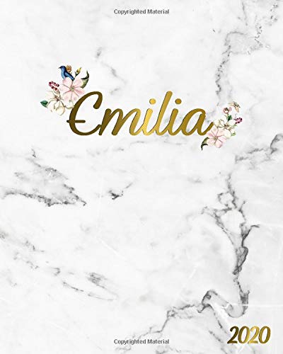Emilia 2020: Marble & Gold 2020 One Year Weekly & Monthly Planner, Agenda & Organizer | To-Do’s, Inspirational Quotes, Vision Boards, Notes | Pretty Floral Name Gift for Girls and Women
