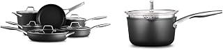 Premier Hard-Anodized Nonstick Cookware, 11-Piece Pots and Pans Set & Premier Hard-Anodized Nonstick 3.5-Quart Sauce Pan with Lid