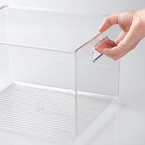 mDesign Large Plastic Storage Organizer Container Bin, Closet Organization for Hallway, Bedroom, Linen, Coat, and Entryway - Holds Clothing, Blankets, and Accessories, Ligne Collection, Clear thumbnail 3