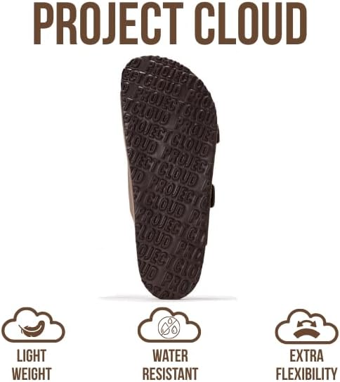 Project Cloud 100% Genuine Leather Mens Sandals - Memory Foam Insole & Cork Footbed Slides for Men Footwear - Non-Slip Summer Sandals for Men & Lightweight Mens Slides (Heritage) - Image 4