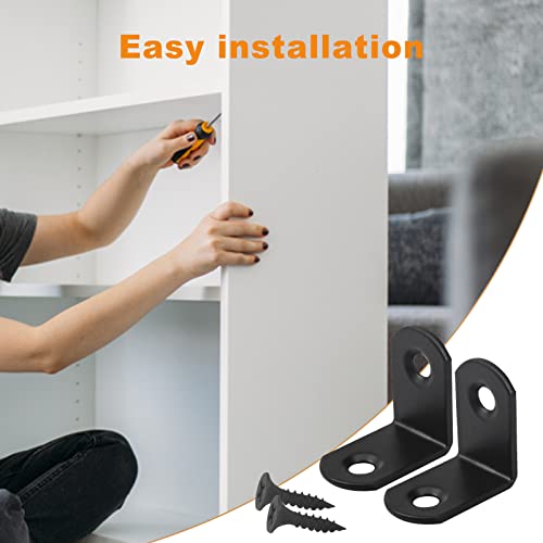Corner Bracket, Pack-28 Black Angle Bracket, Sturdy and Durable, with Screws, Suitable for Wooden Furniture, Chairs, Cabinets, and Other Furniture (25mm) - Image 3